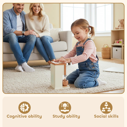 Kids Wooden Coffee Machine Toy, Pretend Role Play Toy