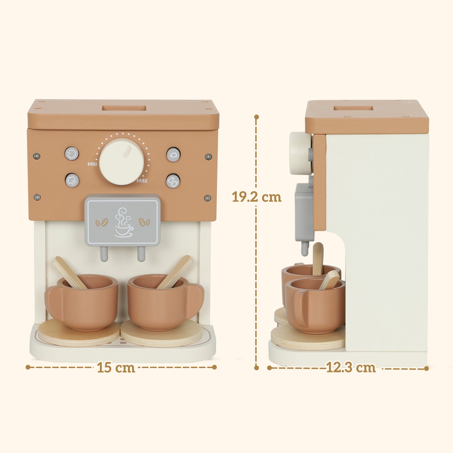 Kids Wooden Coffee Machine Toy, Pretend Role Play Toy