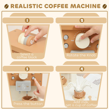 Kids Wooden Coffee Machine Toy, Pretend Role Play Toy