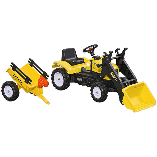 Kids Pedal Go Kart Excavator-Yellow