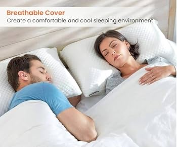 Set of Two Memory Foam Premium Pillows - Shredded Memory Foam Pillows Adjustable Firmness Cooling Neck Support Pillow