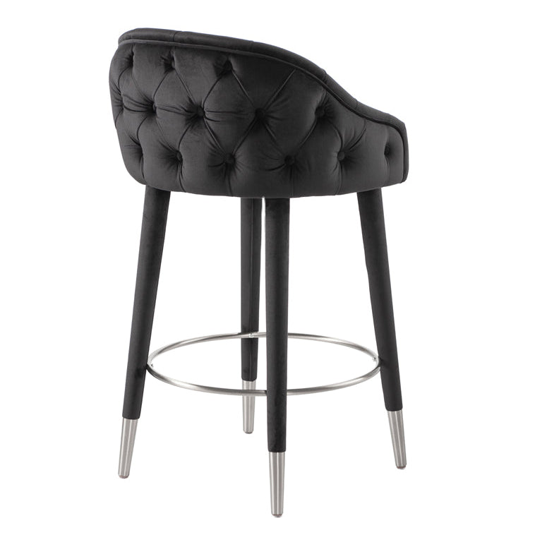 Sophia Counter Stool - Black - Silver Caps