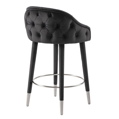 Sophia Counter Stool - Black - Silver Caps