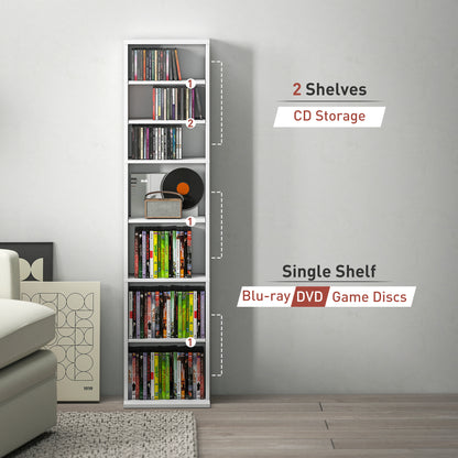 260 CD Storage Unit 120 DVD Storage Tower with 9 Compartments White