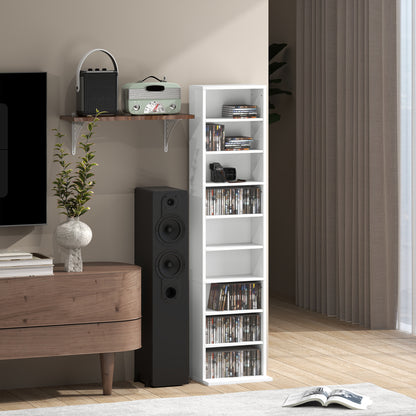 260 CD Storage Unit 120 DVD Storage Tower with 9 Compartments White