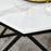 Coffee Table with High Gloss Marble Tabletop, Modern Cocktail Table with Steel Frame for Living Room, White