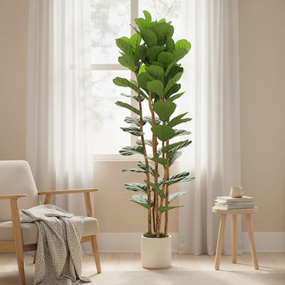 180cm Artificial Fiddle Leaf Fig Tree with Solid Wood Trunks