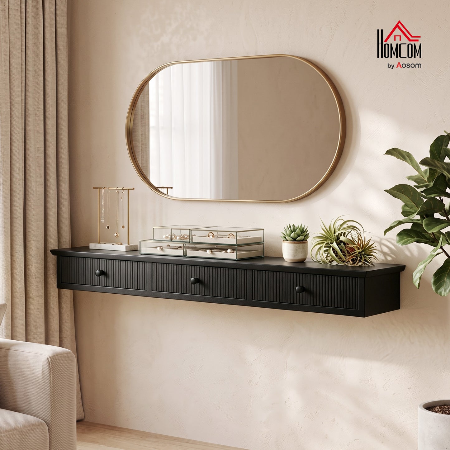 Shelf Wall-Mounted 93 x 15 x 10 cm Black