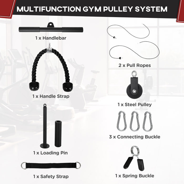 SPORTNOW Cable Machine Pulley System, Lat Pull Down System with DIY Loading Weight for Home Gym Biceps Tricep Arm Shoulder Back Training