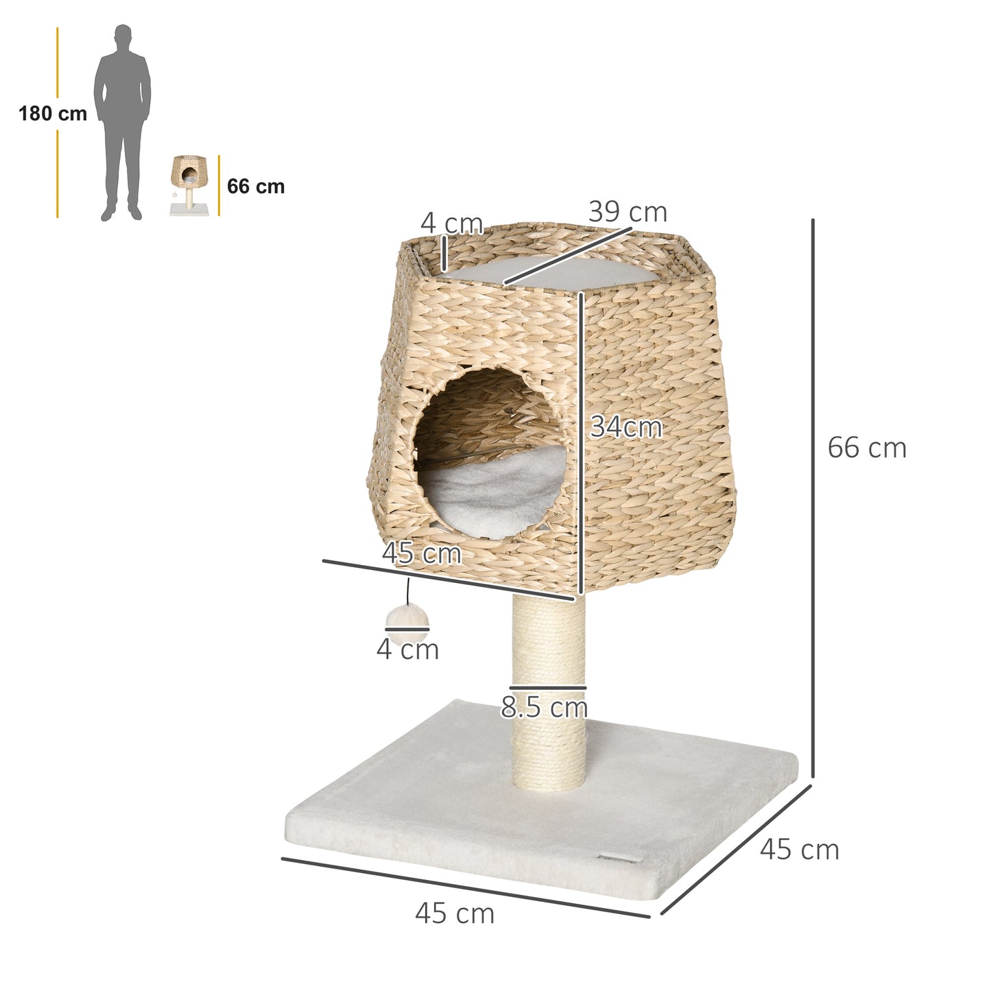 Cat Tree Activity Center with Cattail Fluff Bed Condo Sisal Post Ball