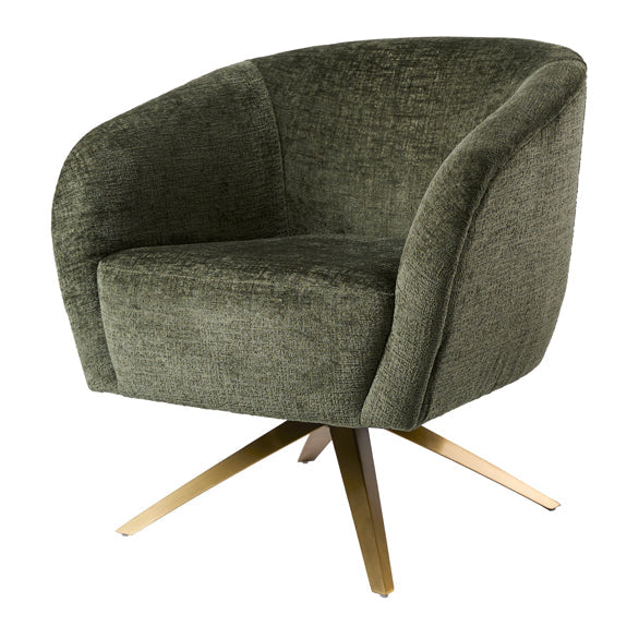 Brodie Swivel Chair – Forest Green – Brass Base