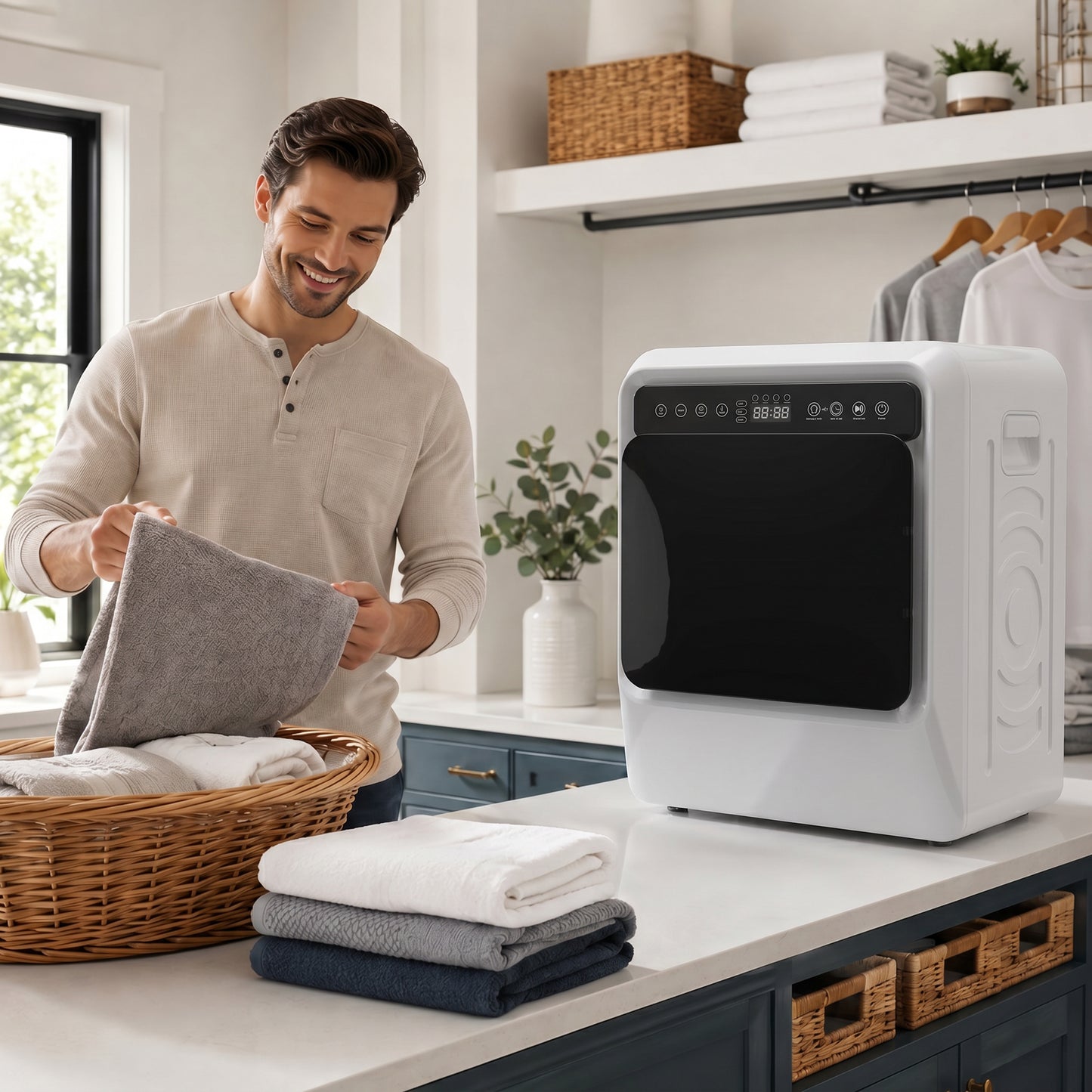Vented Tumble Dryer, 5kg Wet Laundry/3kg Dry Capacity, 1000W Compact Front Tumble Dryer with Smart Drying, Stainless Steel Tub, Freestanding Stackable Clothes Drying Machine, White