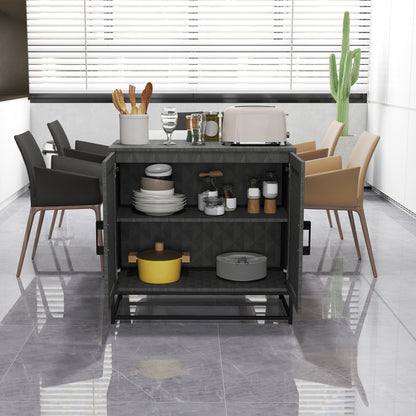 Modern Storage Cupboard with Adjustable Shelf and 2 Doors, Grey