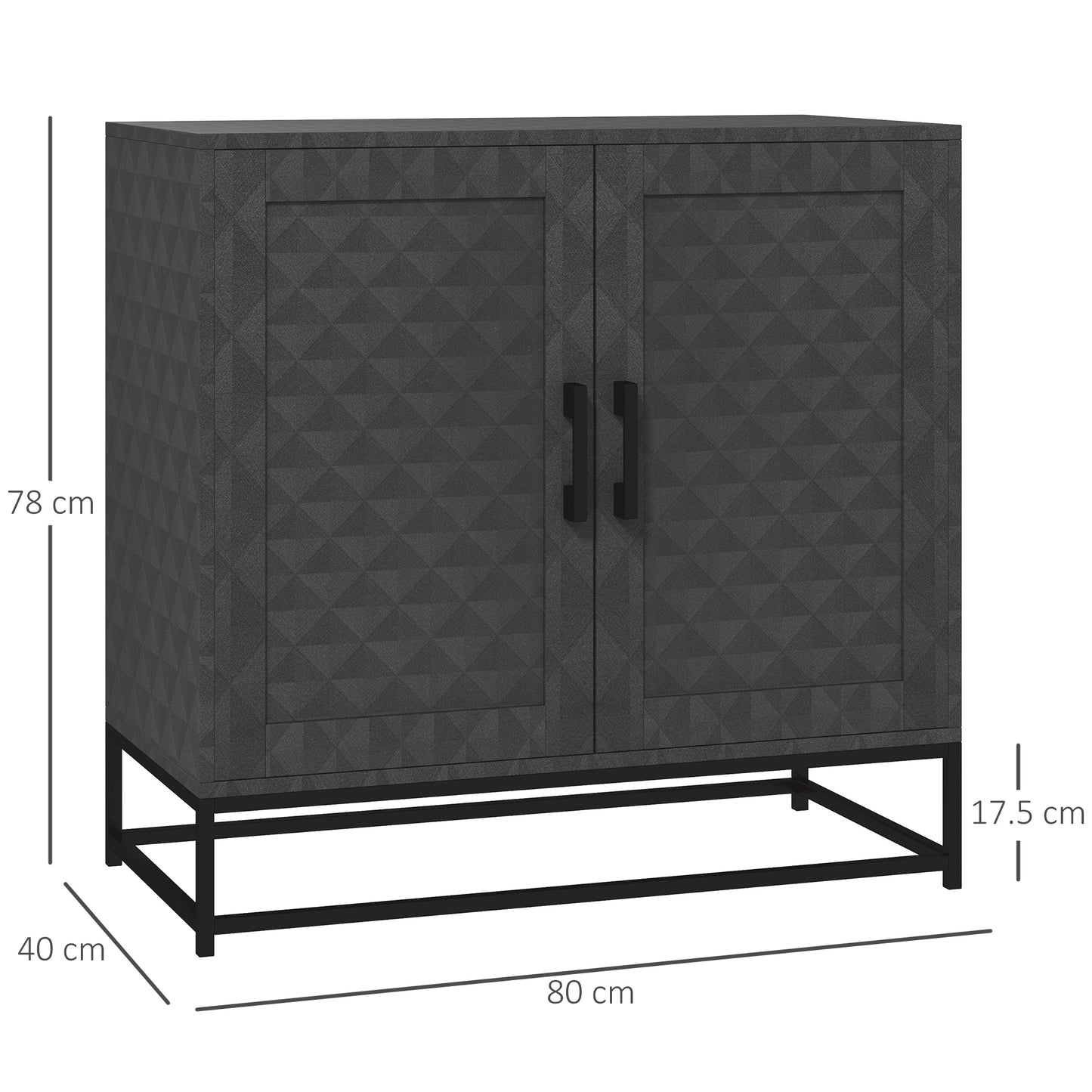 Modern Storage Cupboard with Adjustable Shelf and 2 Doors, Grey