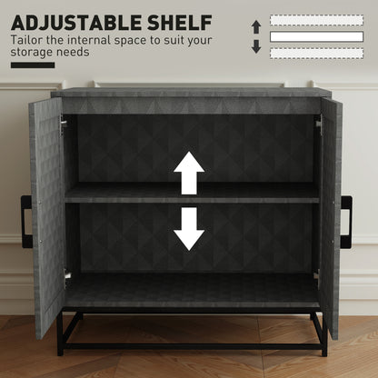 Modern Storage Cupboard with Adjustable Shelf and 2 Doors, Grey