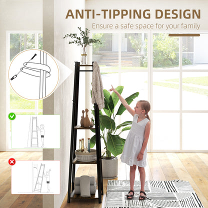 Clothes Rack with Storage, Garment Rack with 8 Hooks and 3-Tier Shelf