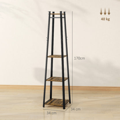 Clothes Rack with Storage, Garment Rack with 8 Hooks and 3-Tier Shelf