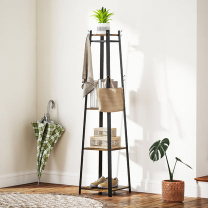 Clothes Rack with Storage, Garment Rack with 8 Hooks and 3-Tier Shelf