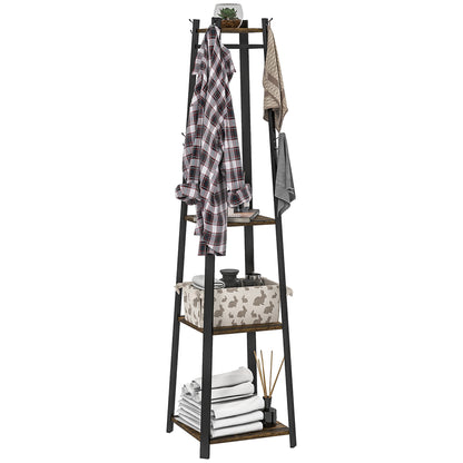 Clothes Rack with Storage, Garment Rack with 8 Hooks and 3-Tier Shelf