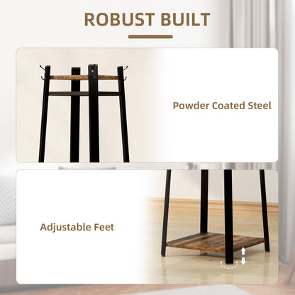 Clothes Rack with Storage, Garment Rack with 8 Hooks and 3-Tier Shelf