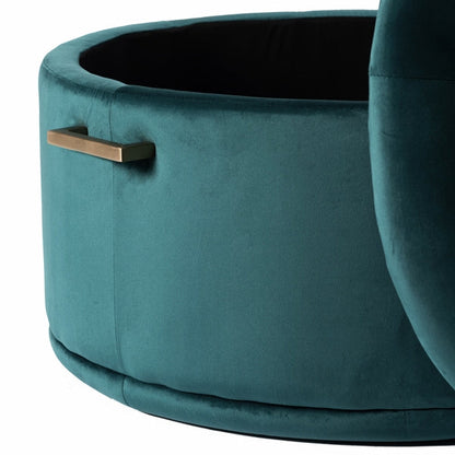 Aria Storage Ottoman – Peacock – Brass/Silver