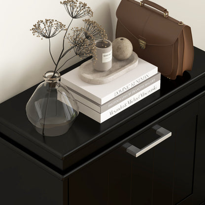 Slim Shoe Storage Cabinet with 3 Flip Drawers for Entryway, Black