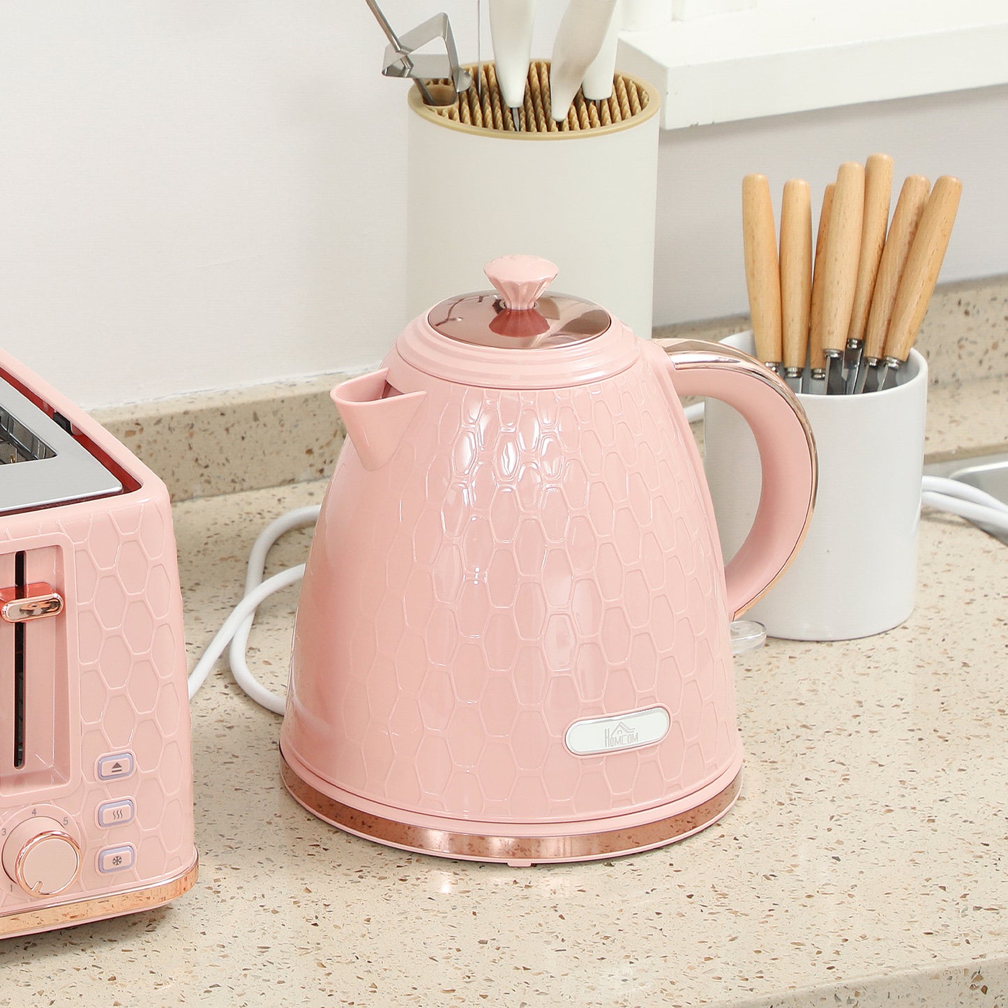 1.7L Kettle and Toaster Set with Defrost Reheat and Crumb Tray