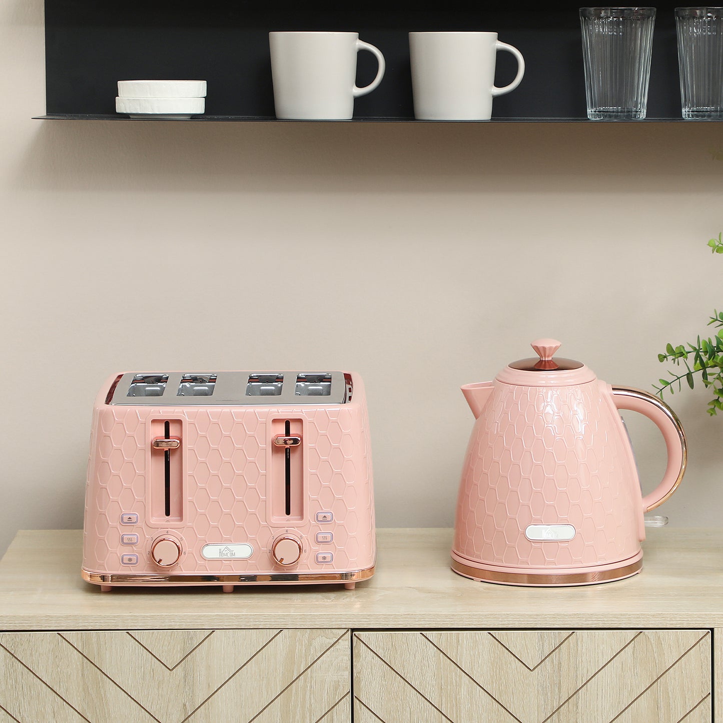 1.7L Kettle and Toaster Set with Defrost Reheat and Crumb Tray