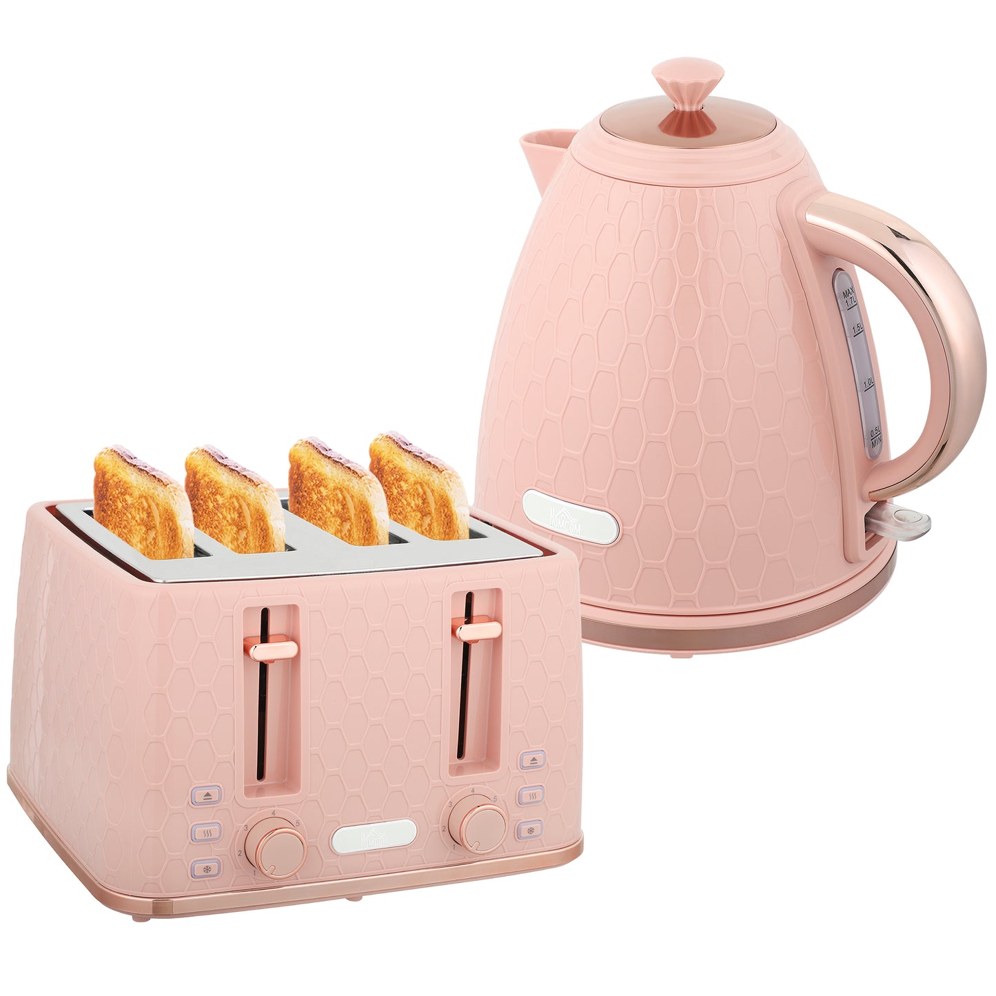 1.7L Kettle and Toaster Set with Defrost Reheat and Crumb Tray