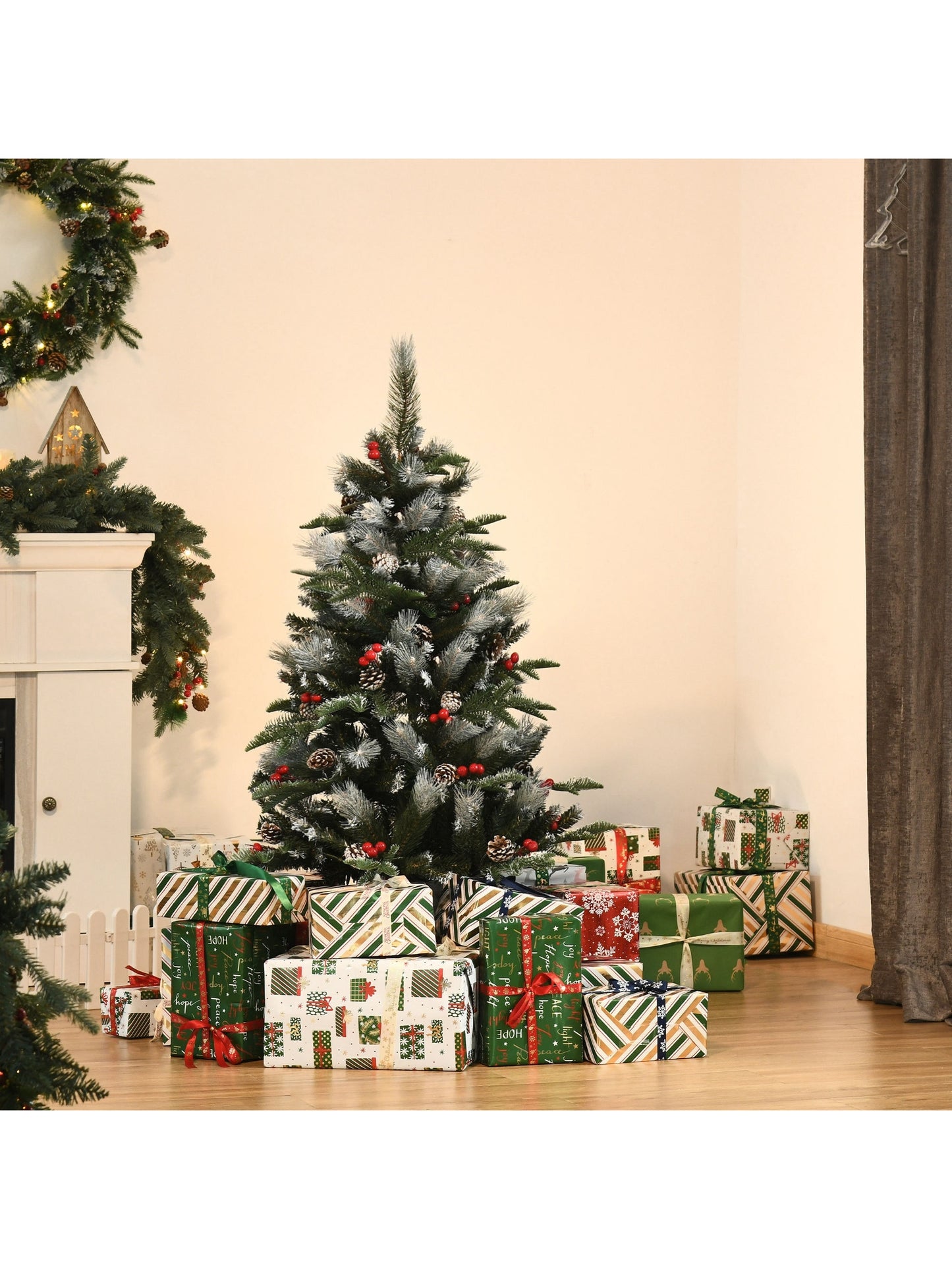 4FT Artificial Snow Dipped Christmas Tree Xmas Holiday Pencil Tree Green