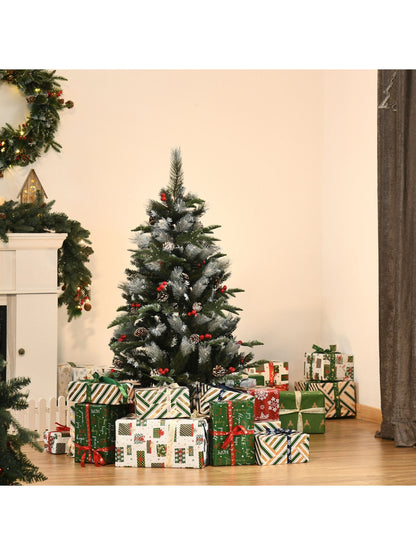 4FT Artificial Snow Dipped Christmas Tree Xmas Holiday Pencil Tree Green