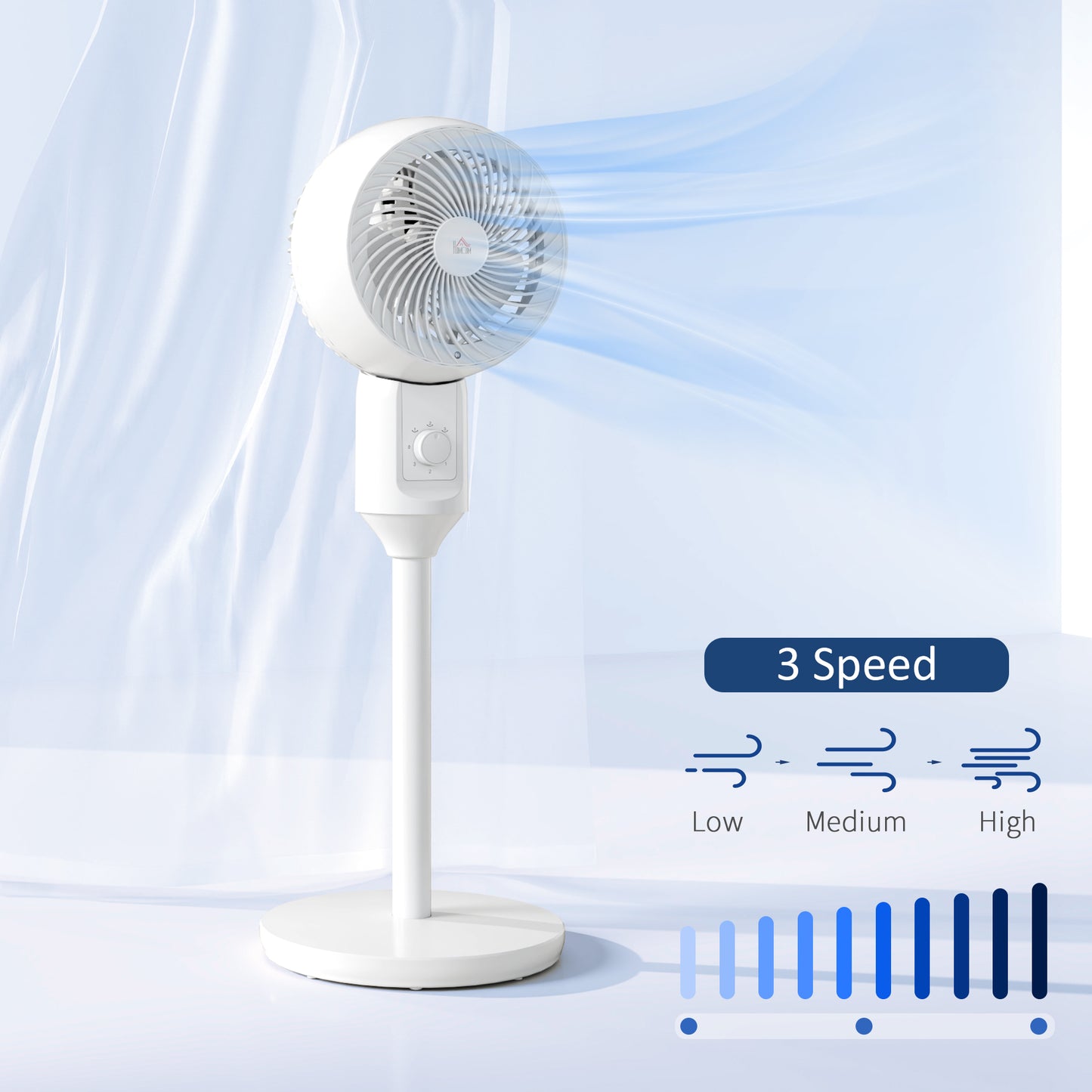 9 Inch Air Circulator Fan 70° Oscillation Carry Handle Black White