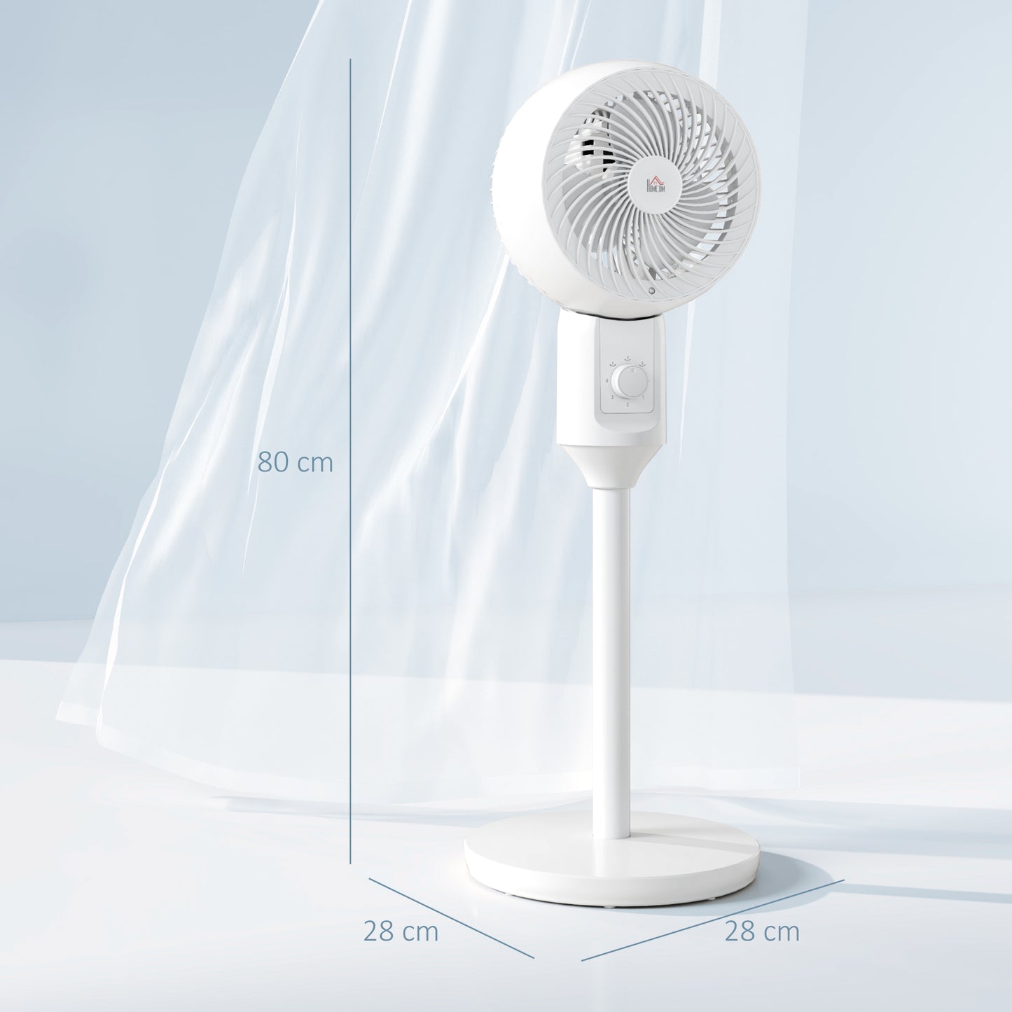 9 Inch Air Circulator Fan 70° Oscillation Carry Handle Black White