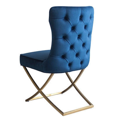 Wexler Dining Chair Navy -Brass Base