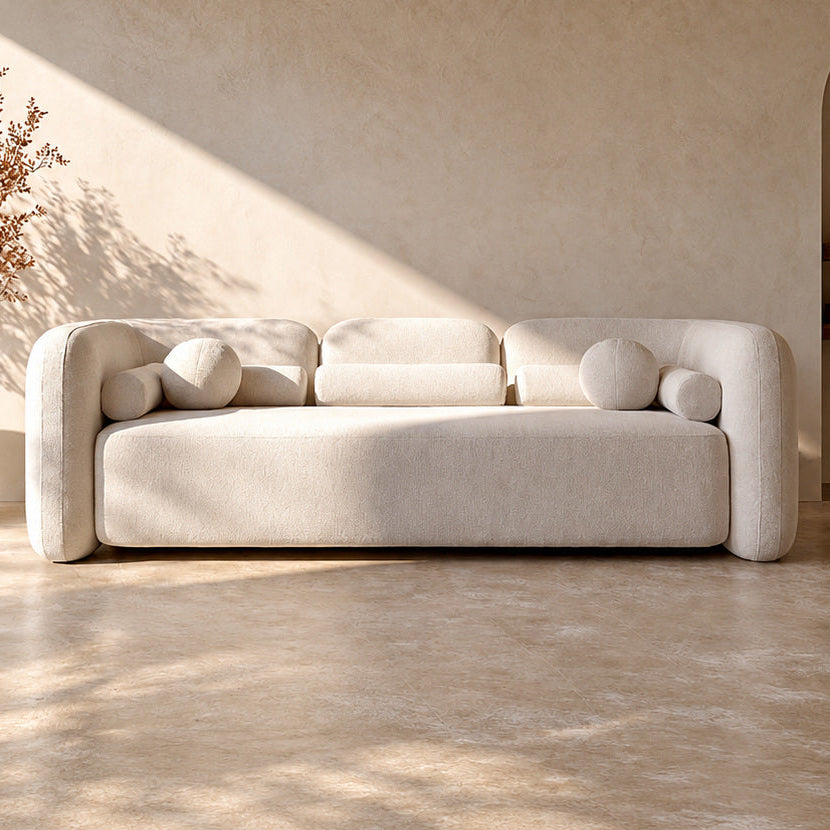 Munich Three Seat Sofa – Ivory Chenille