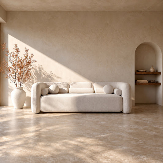 Munich Three Seat Sofa – Ivory Chenille