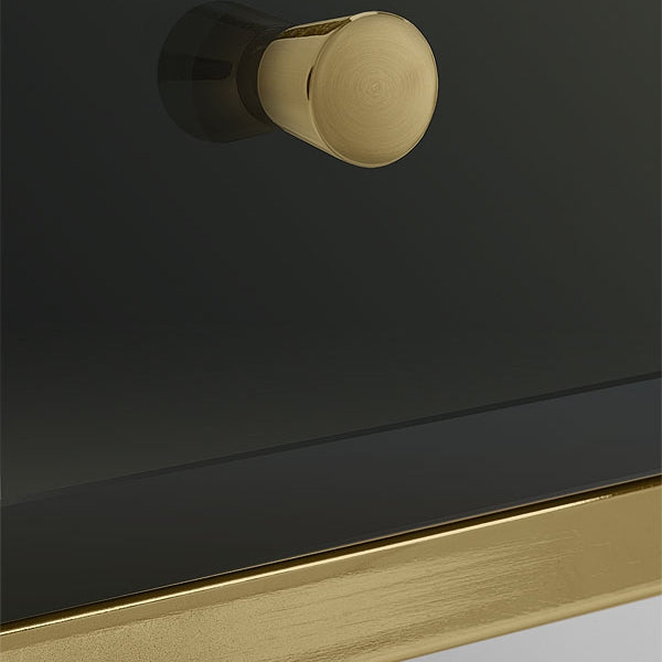 Stiletto Black Glass and Brass Side Table