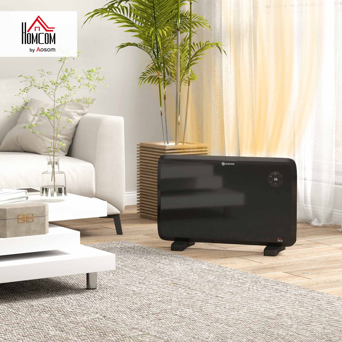 Electric Convector Heater, Quiet Space Heater w/ LED Display, Black