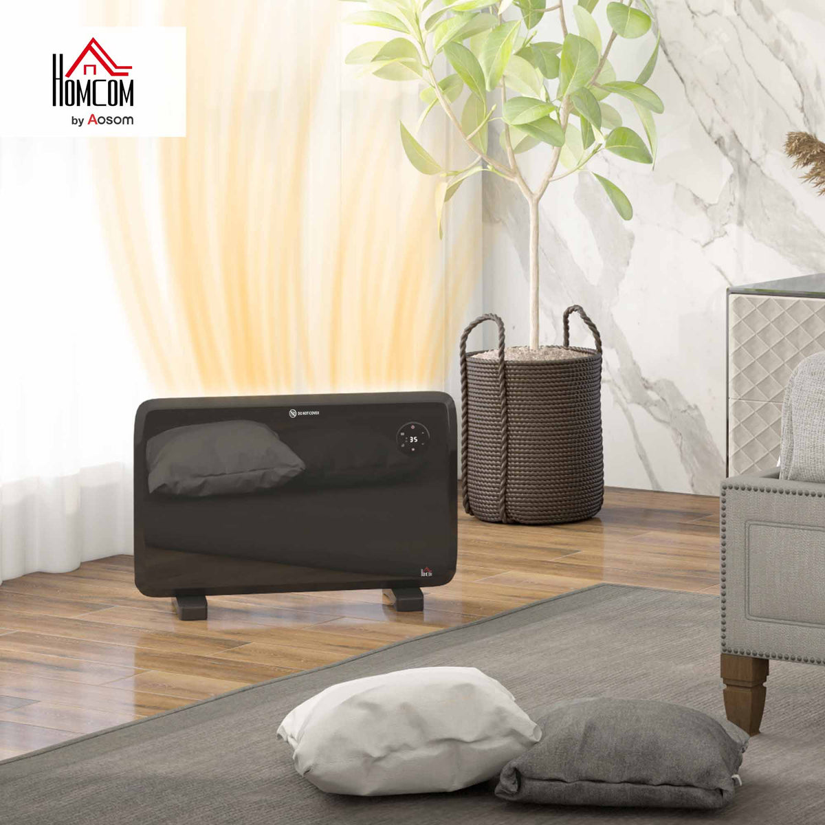 Electric Convector Heater, Quiet Space Heater w/ LED Display, Black