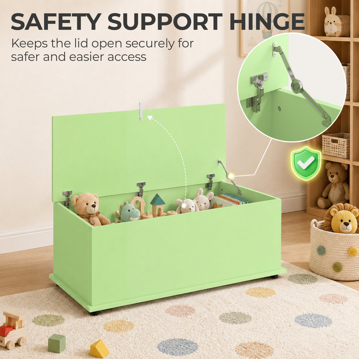 Storage Chest With Lid, 114L Storage Box, Green