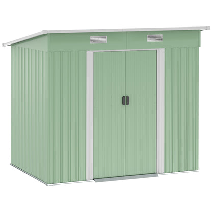 7 x 4ft Outdoor Garden Storage Shed for Backyard Patio Light Green
