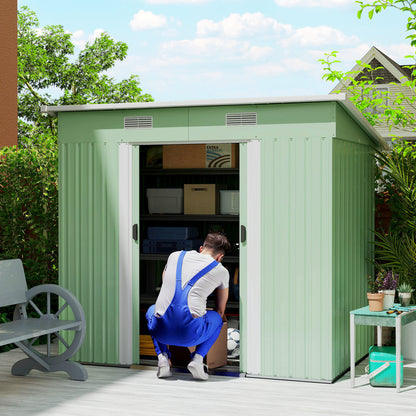 7 x 4ft Outdoor Garden Storage Shed for Backyard Patio Light Green