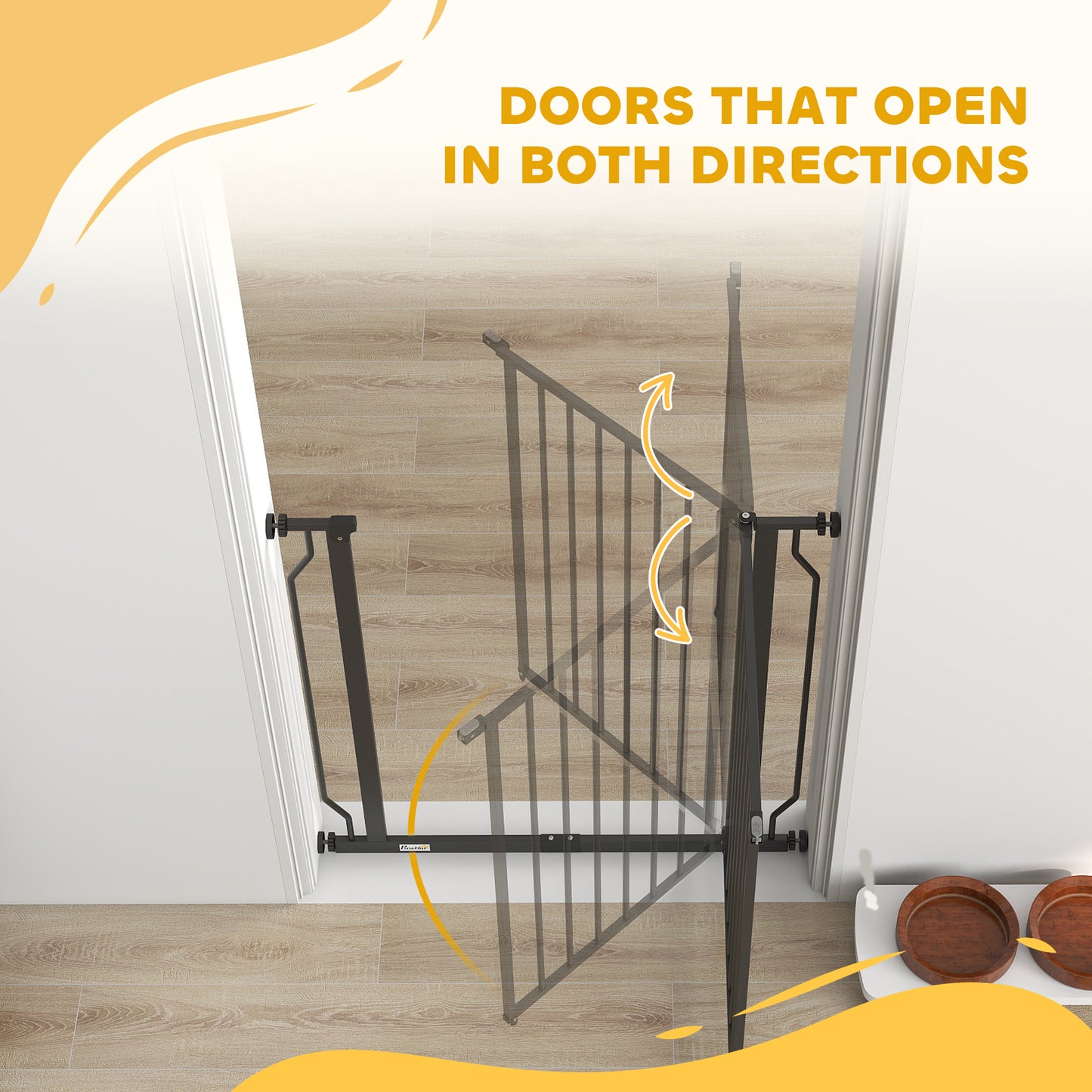 Dog Gate Wide Stair Gate w/ Door Pressure Fit, 75-85W cm, Black