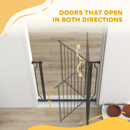 Dog Gate Wide Stair Gate w/ Door Pressure Fit, 75-85W cm, Black