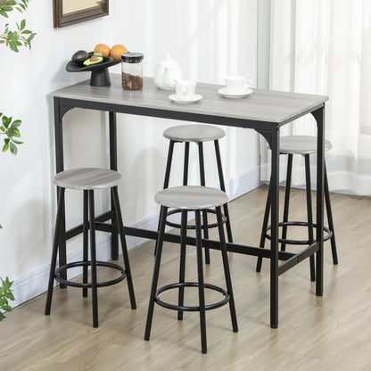 5 Piece Bar Table and Stools Set with Metal Frame Grey
