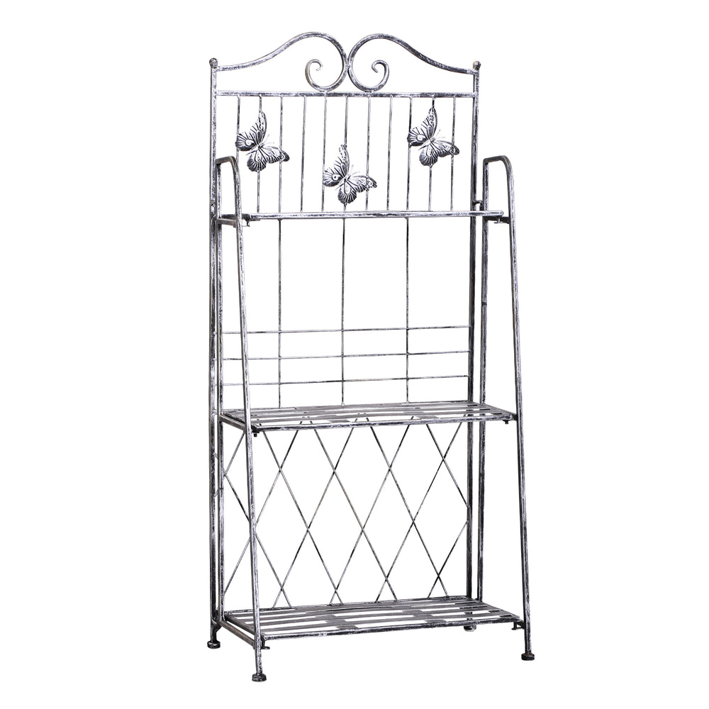 Indoor Outdoor Freestanding 3-Tier Garden Plant Stand Metal Flower Display Rack for Potted Plants Balcony D√É¬©cor 44L x 25W x 96H cm