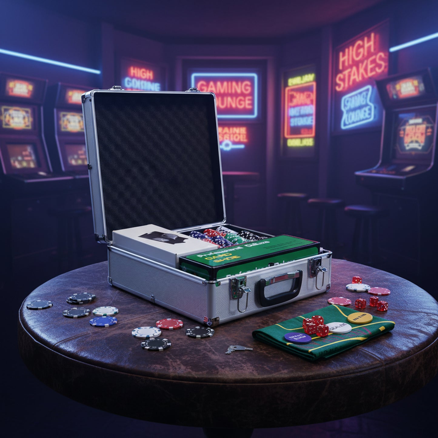 500-Piece Poker Chips Set with Card Shuffler, Card Shoe, ABS Case, Casino Texas Holdem Poker Set with Mat, 11.5g Poker Chips, Two Decks of Cards, Dealer, Blind Buttons, Five Dices, Silver