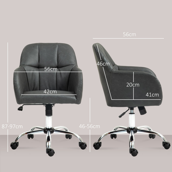 Computer Desk Chair with PU Leather, Swivel Wheels, Grey