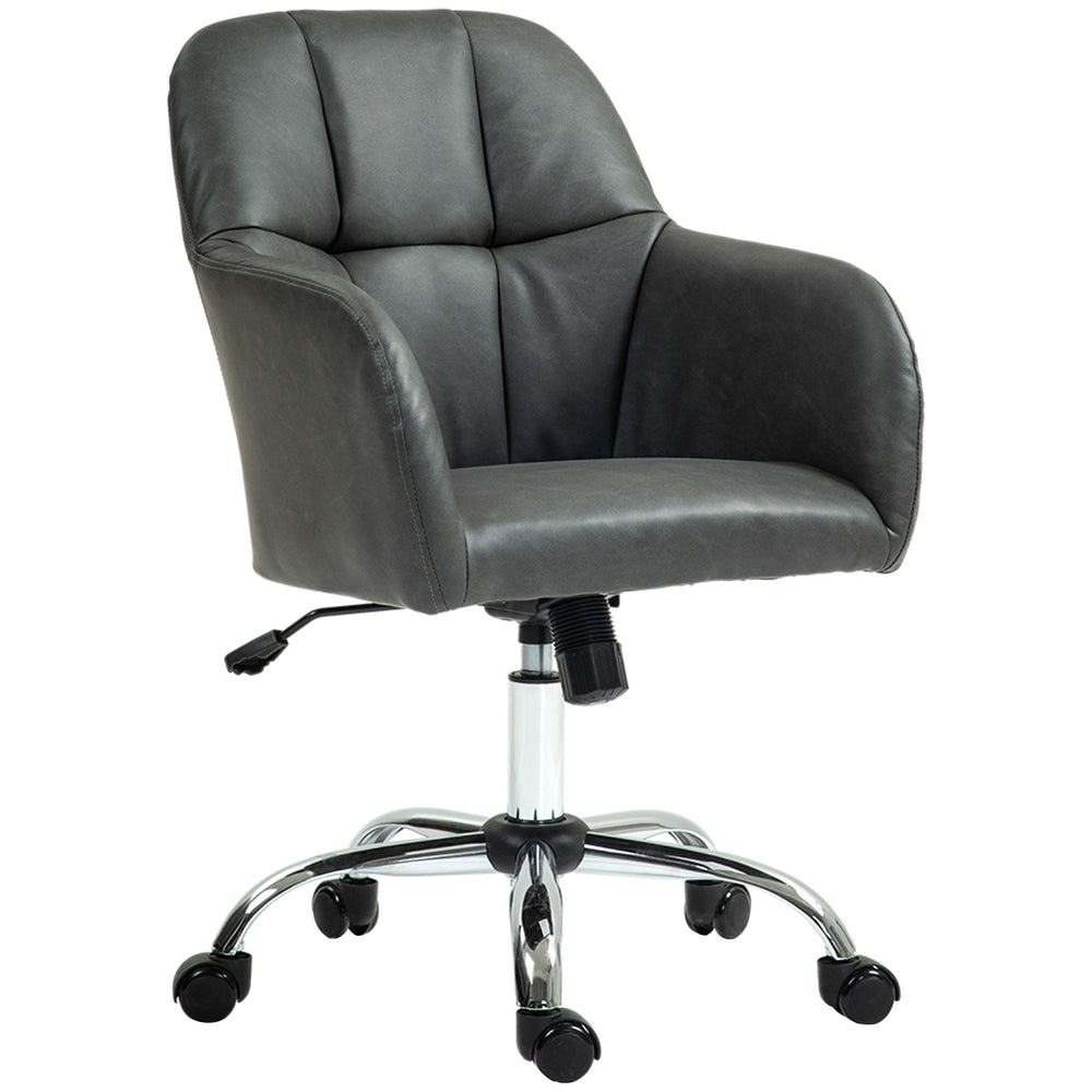 Computer Desk Chair with PU Leather, Swivel Wheels, Grey