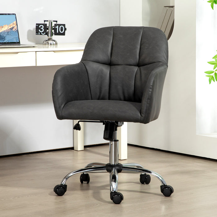 Computer Desk Chair with PU Leather, Swivel Wheels, Grey